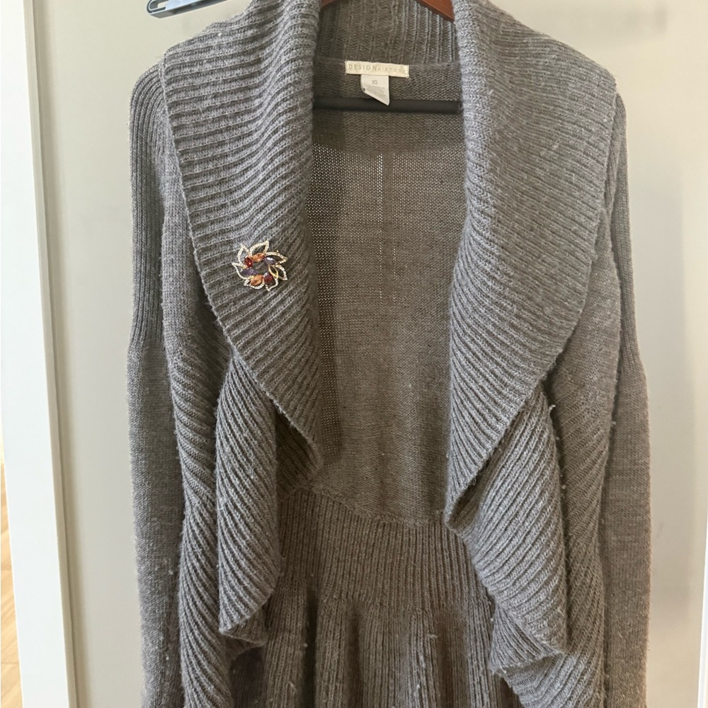 St. John Charcoal Draped Cardigan